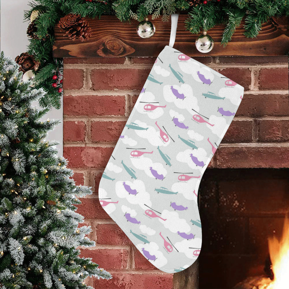 Helicopter plane pattern Christmas Stocking