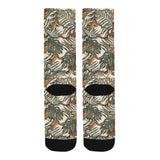 Monkey tropical leaves background Crew Socks