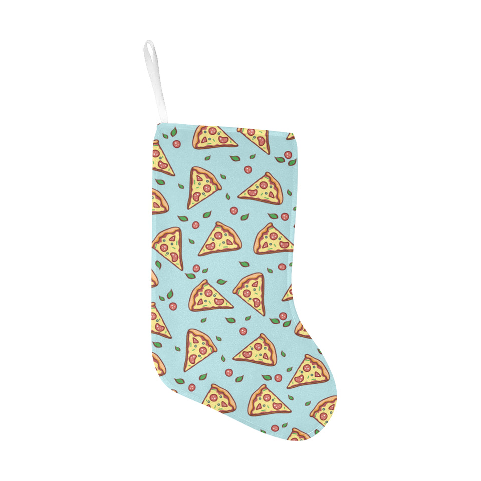 Hand drawn pizza blue background Christmas Stocking