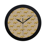 Rhino yellow theme pattern Elegant Black Wall Clock