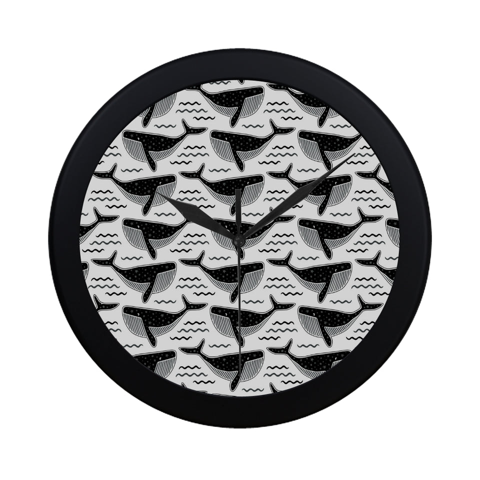 Black whale pattern Elegant Black Wall Clock