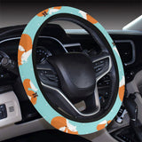 Fox pattern blue b ackground Car Steering Wheel Cover