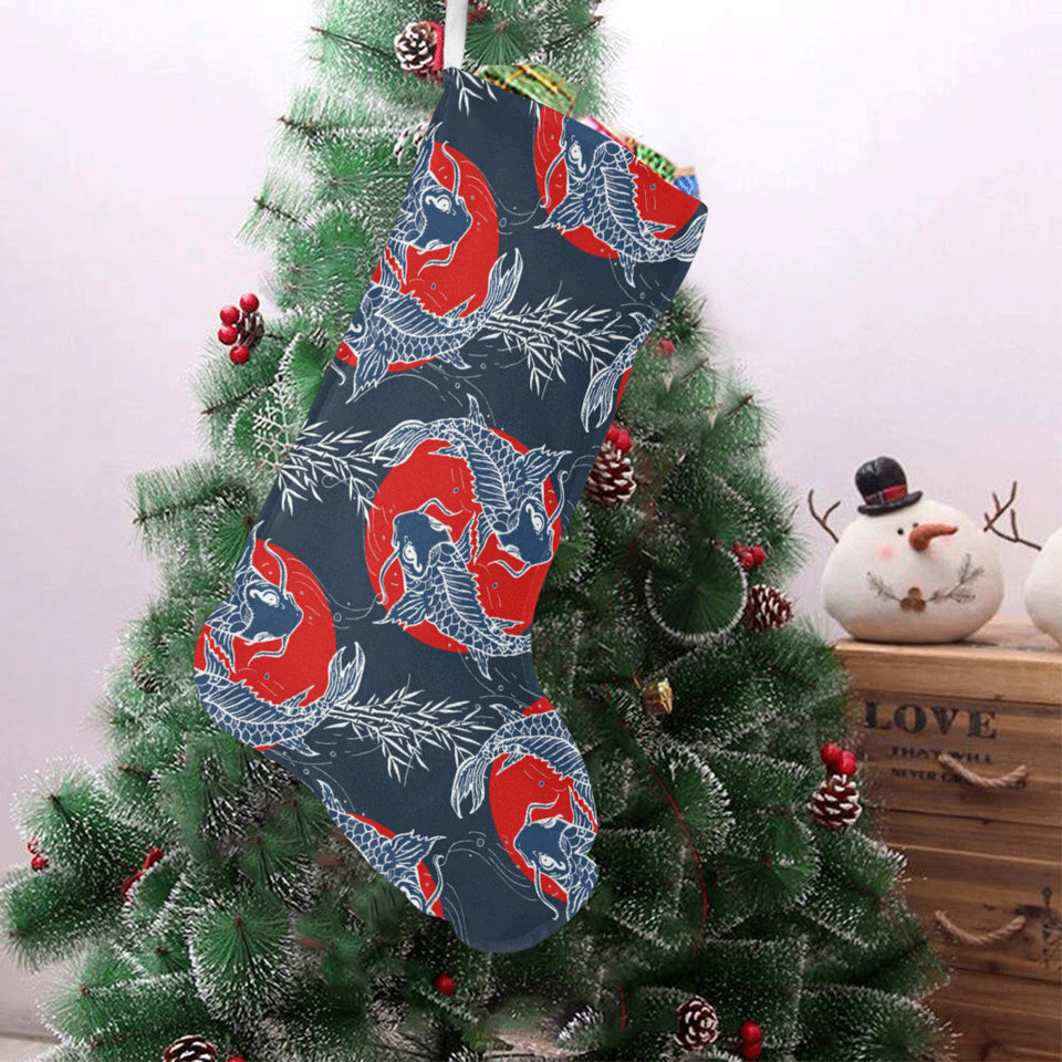 Koi Fish Carp Fishs hand drawn japanese art Christmas Stocking