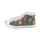 electric guitars pattern Men's High Top Canvas Shoes White