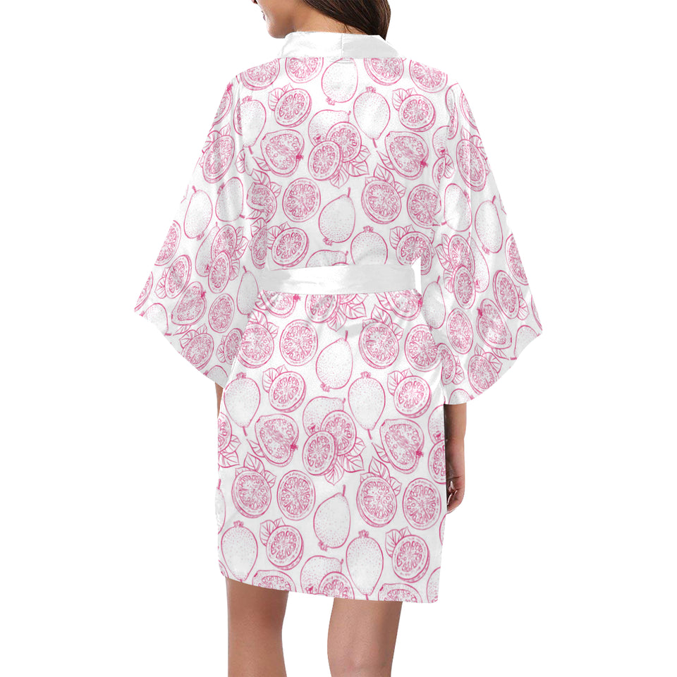 Sketch guava pattern Women's Short Kimono Robe