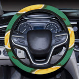 Durian pattern green background Car Steering Wheel Cover