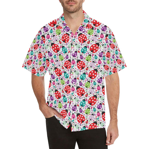 Ladybug Pattern Print Design 03 Men's All Over Print Hawaiian Shirt (Model T58)