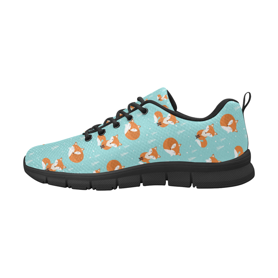 Fox pattern blue b ackground Women's Sneaker Shoes