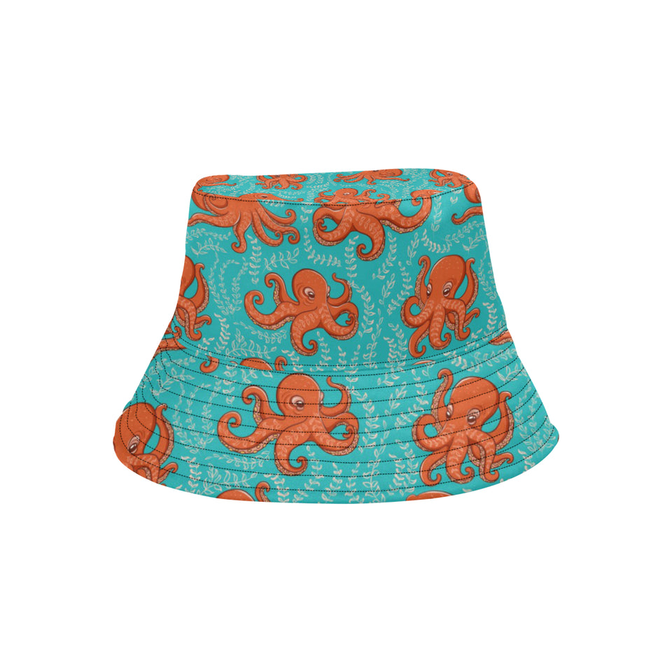 Octopus turquoise background Unisex Bucket Hat