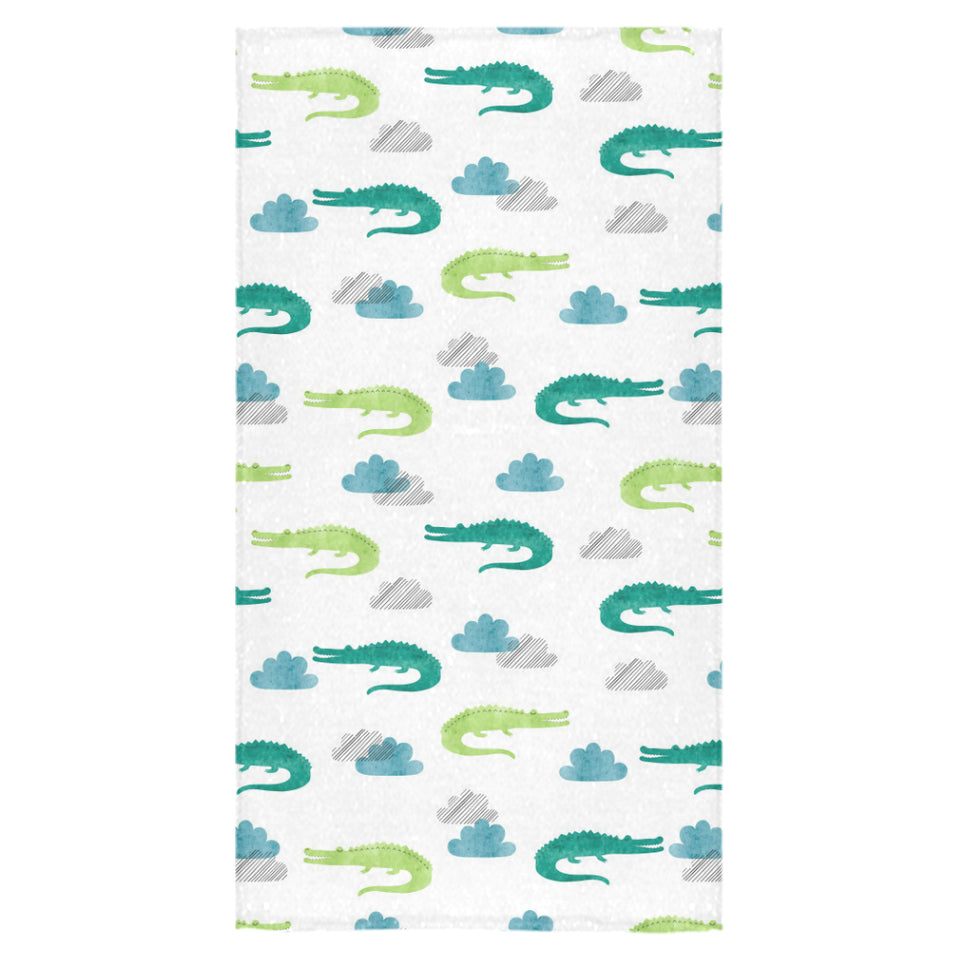 watercolor crocodile pattern Bath Towel