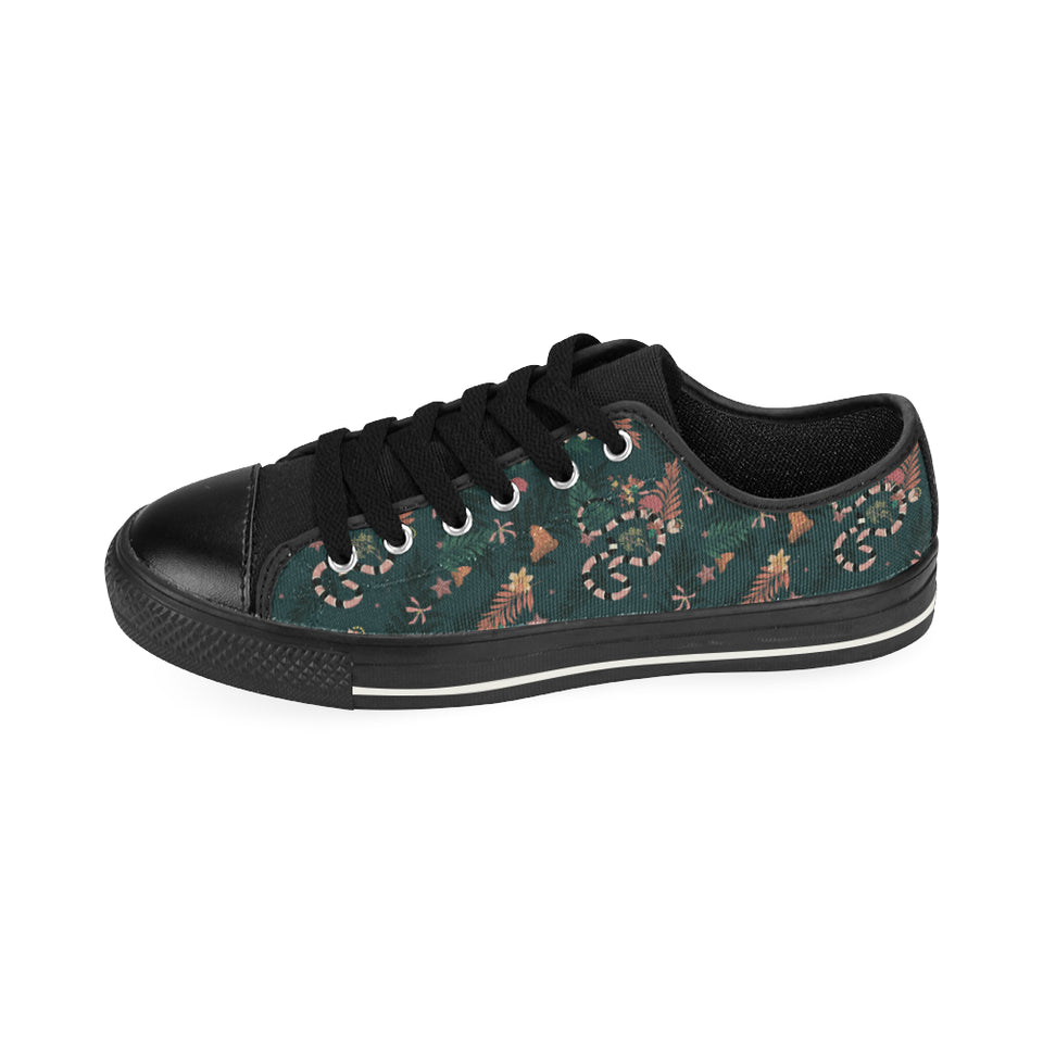 Snake forest pattern Men's Low Top Canvas Shoes Black