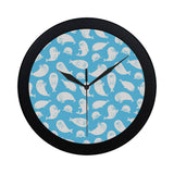 Cute white sea lion seals pattern Elegant Black Wall Clock