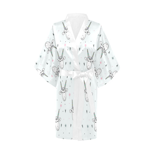 Cute goat design pattern Women's Short Kimono Robe