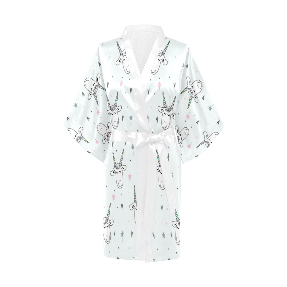 Cute goat design pattern Women's Short Kimono Robe