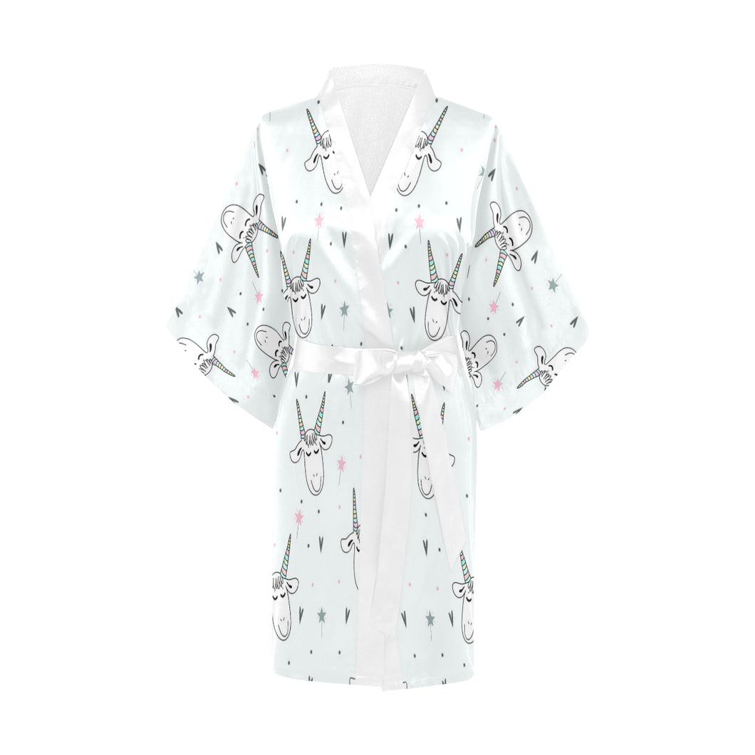 Cute goat design pattern Women's Short Kimono Robe