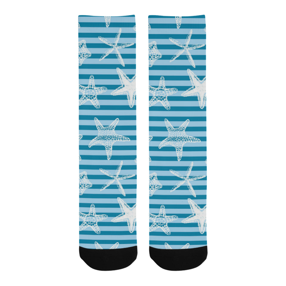 Starfish blue blackground Crew Socks
