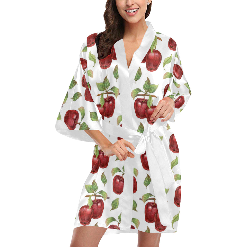 Red apples pattern Women's Short Kimono Robe