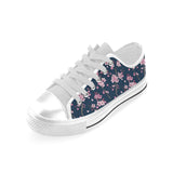 Pink sakura cherry blossom blue background Men's Low Top Shoes White