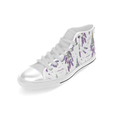 lavender flower design pattern Men's High Top Canvas Shoes White