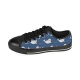 Cute white baby sea lion seal pattern Men's Low Top Canvas Shoes Black