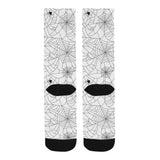 Spider web cobweb pattern white background Crew Socks