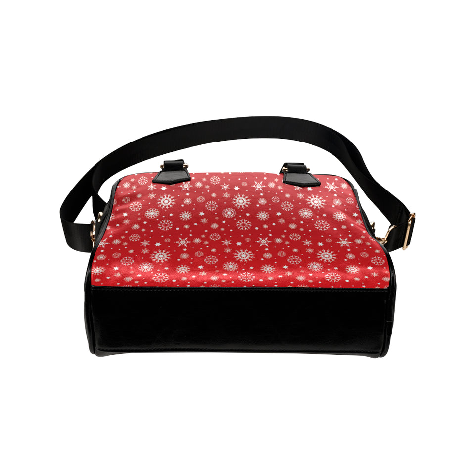 Snowflake pattern red background Shoulder Handbag