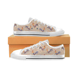 Cute rooster chicken cock floral ornament backgrou Men's Low Top Shoes White