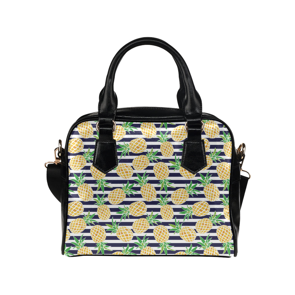 Pineapples pattern striped background Shoulder Handbag