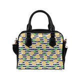 Pineapples pattern striped background Shoulder Handbag