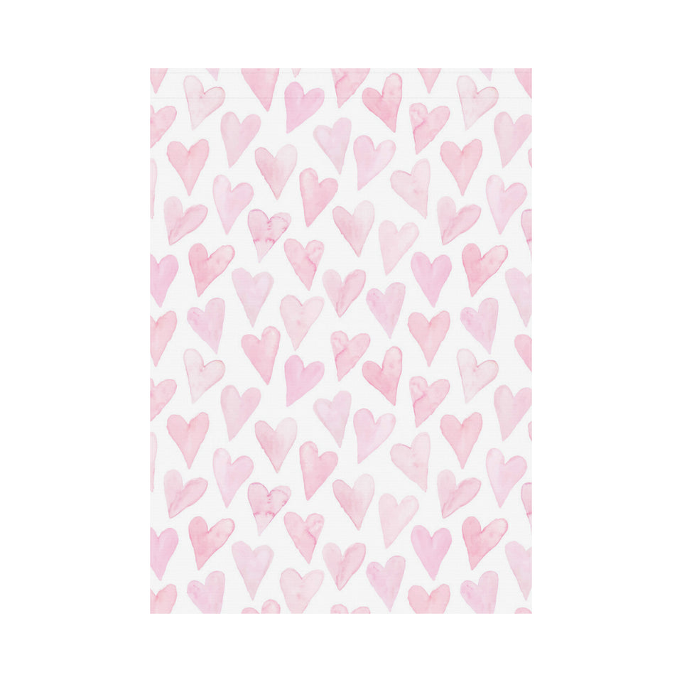 Watercolor pink heart pattern House Flag Garden Flag