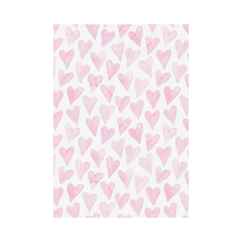 Watercolor pink heart pattern House Flag Garden Flag