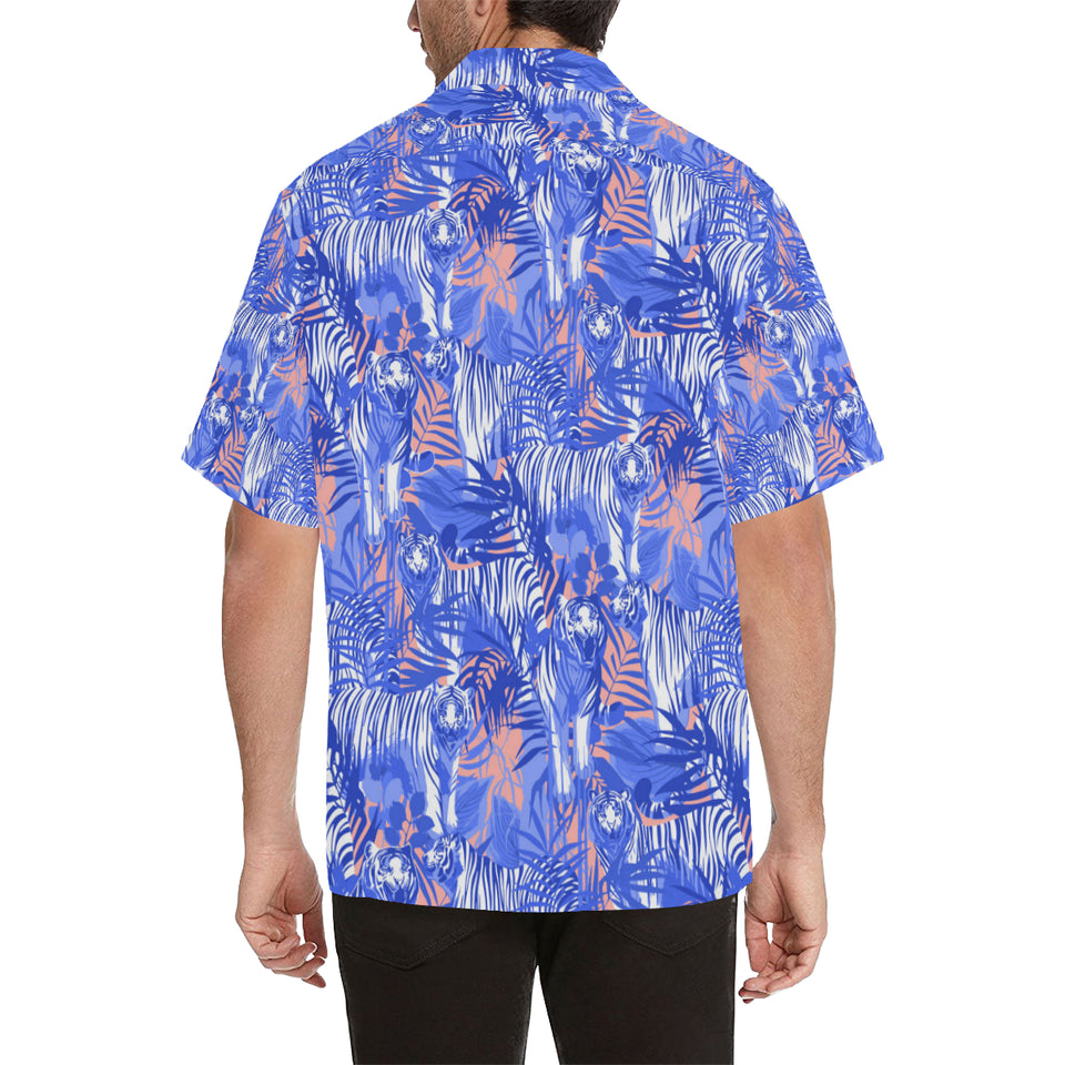 white bengal tigers pattern Men's All Over Print Hawaiian Shirt