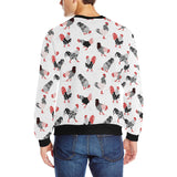 Cool rooster chicken cock floral ornament backgrou Men's Crew Neck Sweatshirt