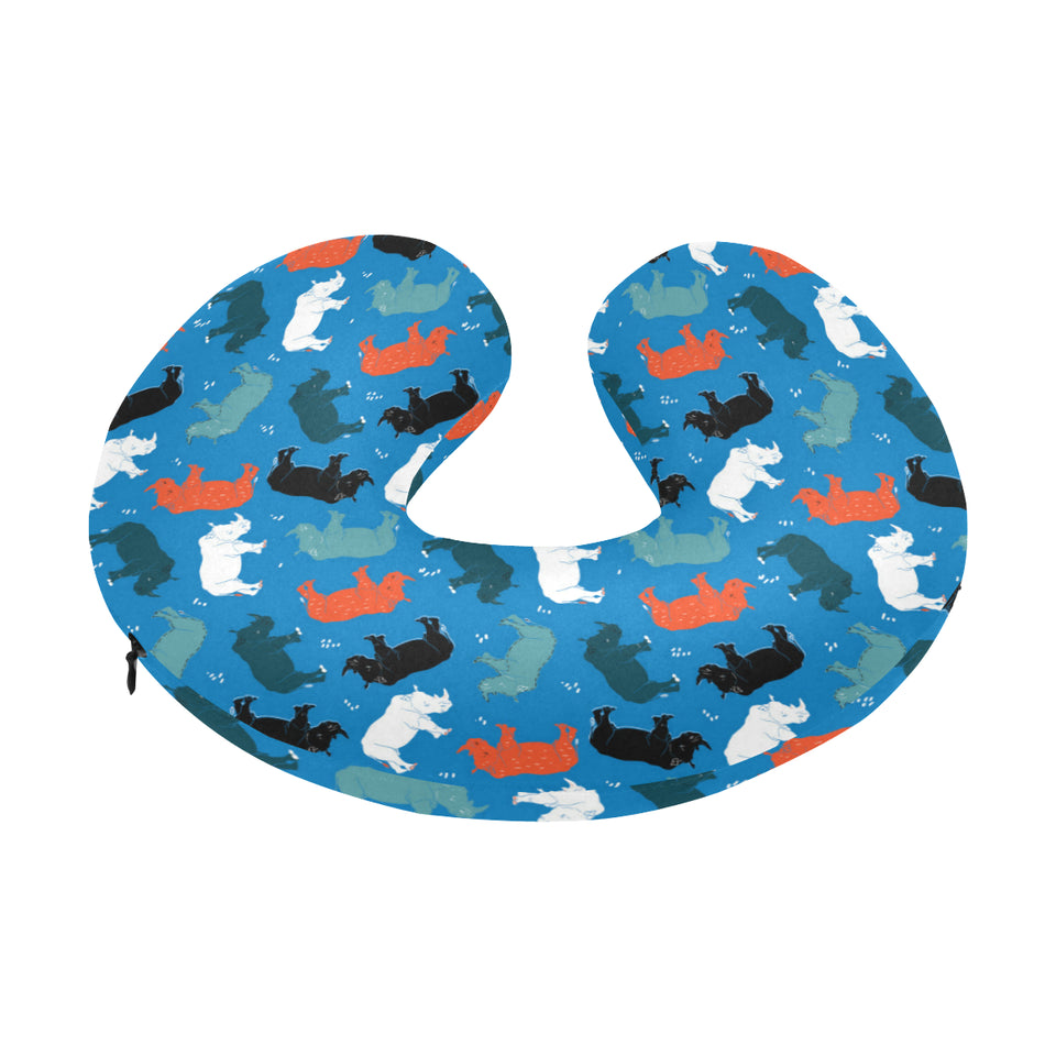 Colorful rhino pattern U-Shaped Travel Neck Pillow