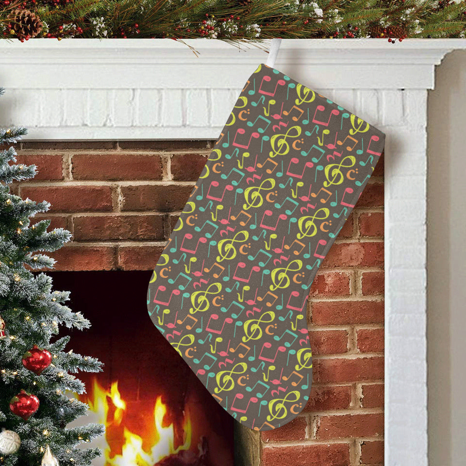 Music Notes Pattern Print Design 05 Christmas Stocking