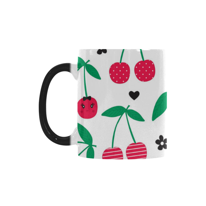 cherry pattern white background Morphing Mug Heat Changing Mug