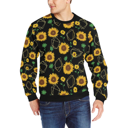 sunflower golden polygonal shapes Men's Crew Neck Sweatshirt