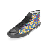 Passion fruit blue background Women's High Top Canvas Shoes Black