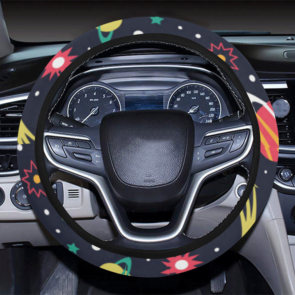 colorful space pattern planet star Car Steering Wheel Cover