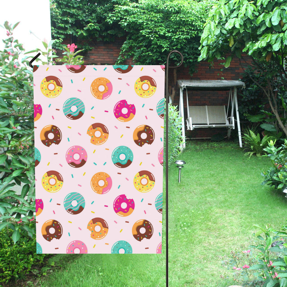 Donut pattern glaze pink background House Flag Garden Flag