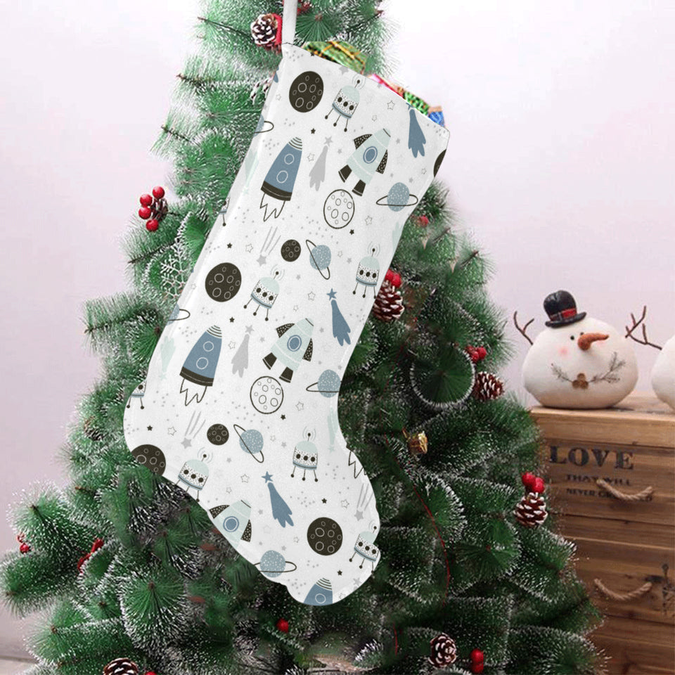 Hand drawn space elements space rocket star planet Christmas Stocking
