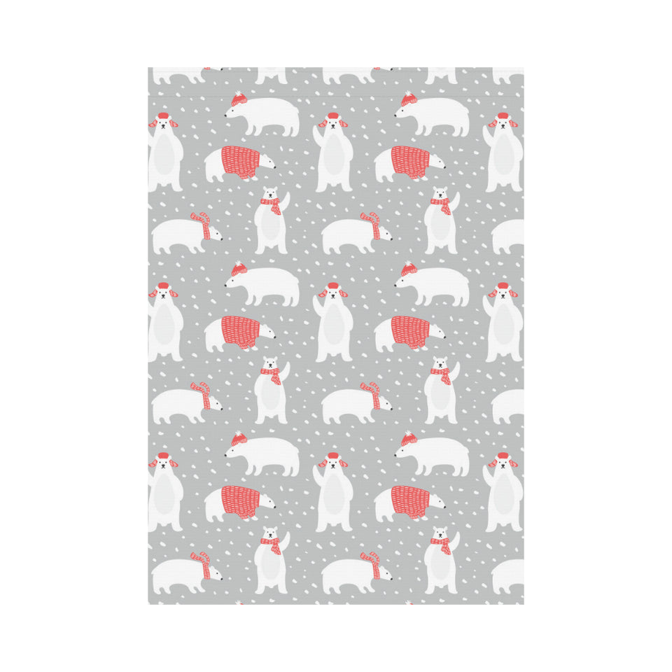 Cute polar bear christmas snow pattern House Flag Garden Flag