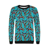 Boomerang Australian aboriginal ornament blue back Women's Crew Neck Sweatshirt