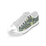 Cute owls leaves pattern Men's Low Top Canvas Shoes White