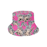 Chameleon lizard pattern pink background Unisex Bucket Hat