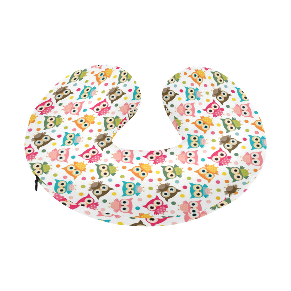 Color cute owl pattern U-Shaped Travel Neck Pillow