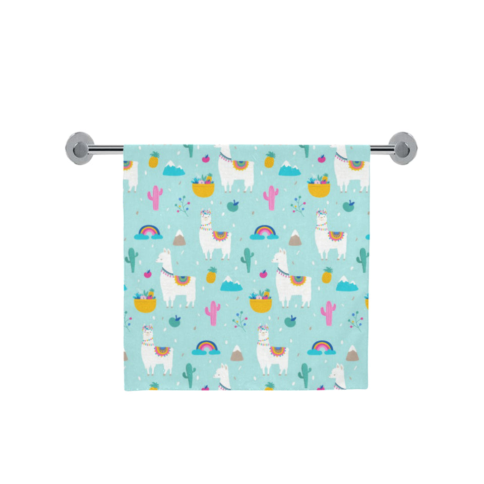 Llama alpaca cactus leaves pattern Bath Towel