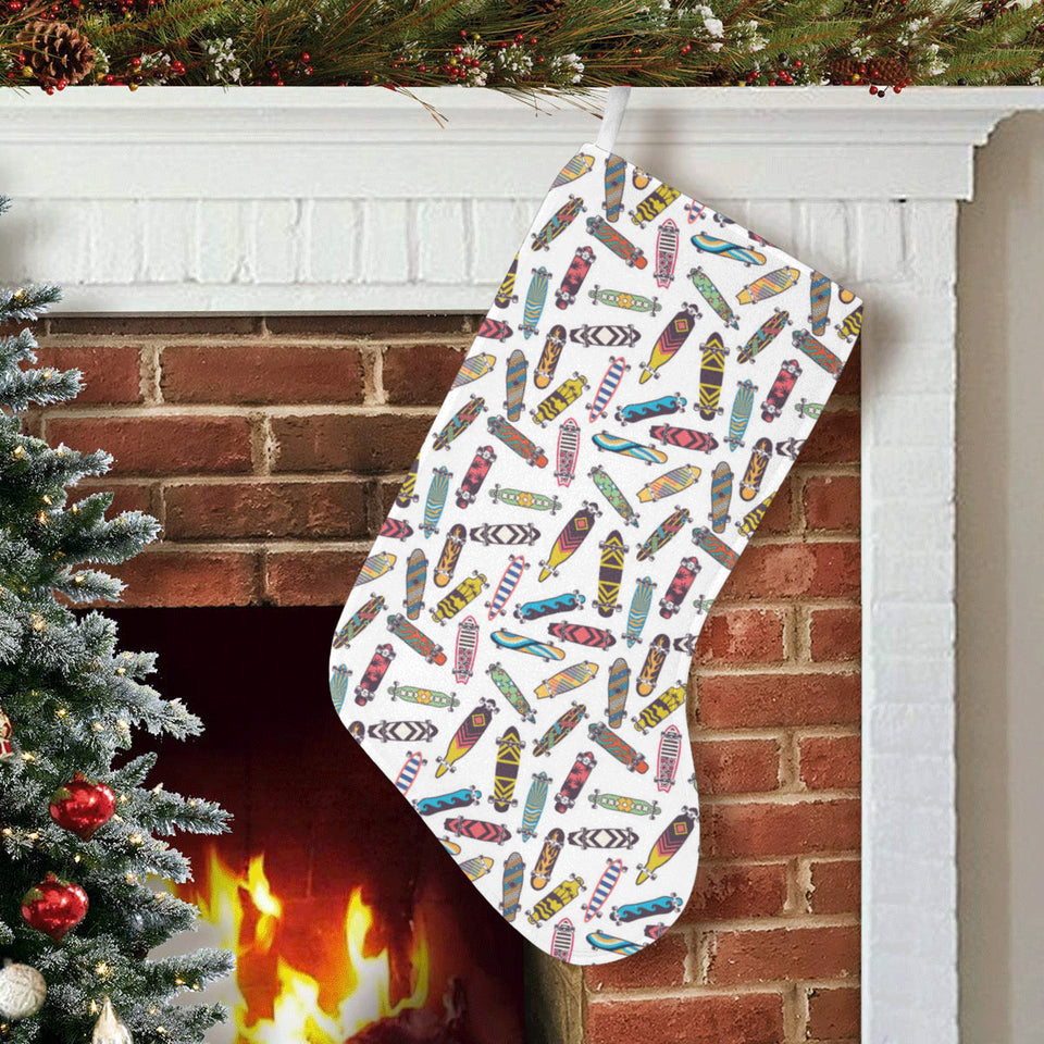 Skate Board Pattern Print Design 05 Christmas Stocking