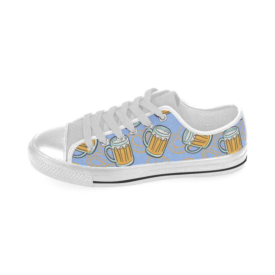 Beer pattern Men's Low Top Shoes White