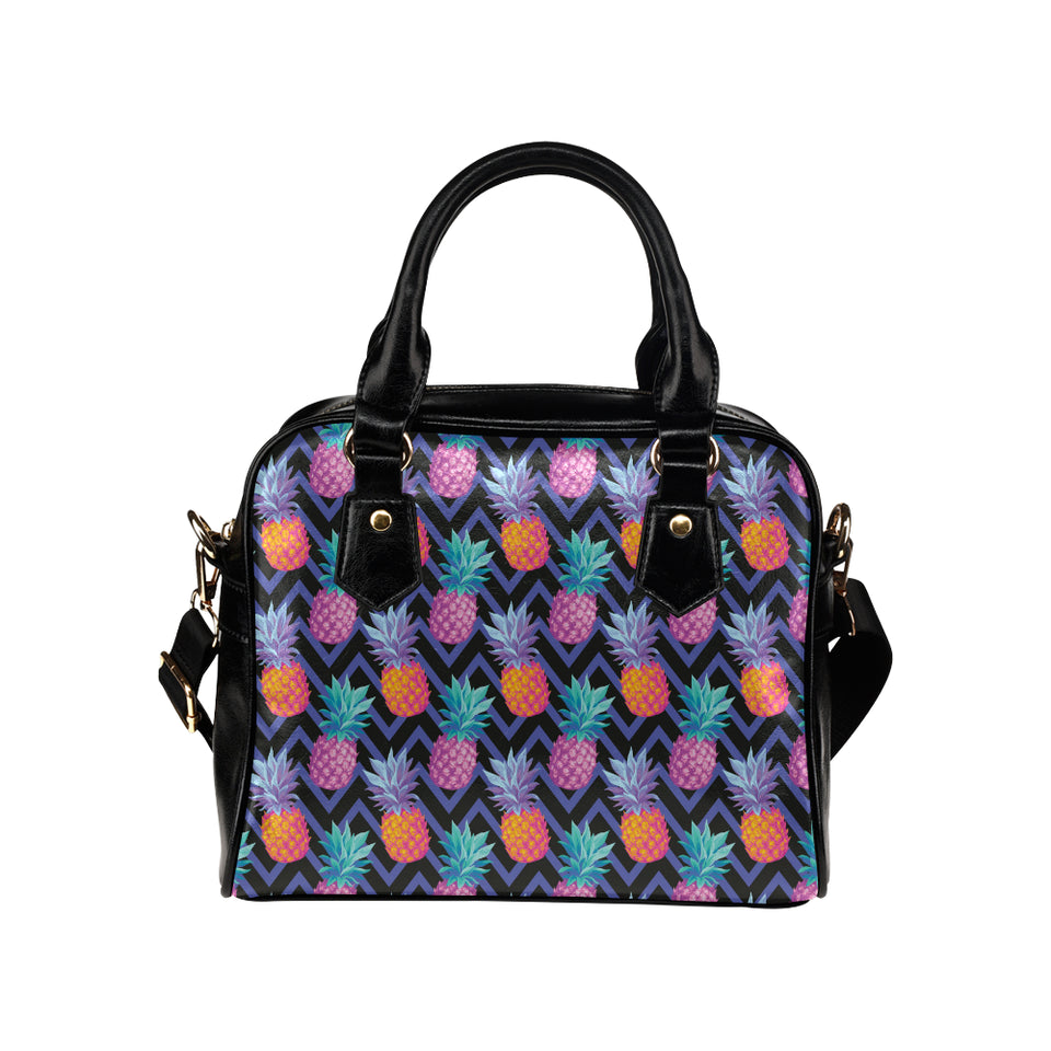 Pineapples pattern zigzag background Shoulder Handbag